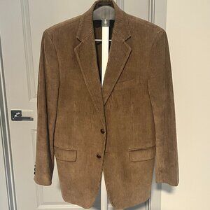 Adolfo Blazer Mens 42R Brown 2 Button Corduroy Sport Coat Jacket Cotton Dinner